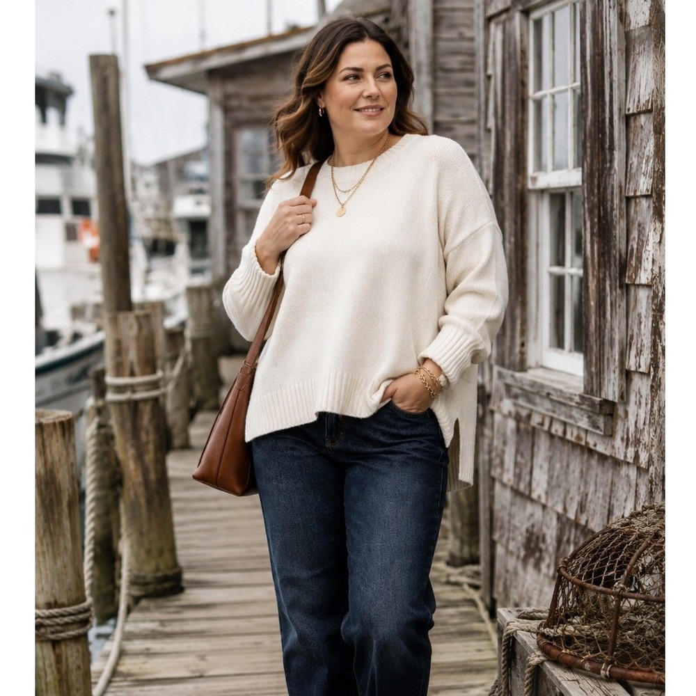 J. CREW Wool Alpaca Blend Sweater XL Quiet Luxury Fisherman Core Academia Ivory